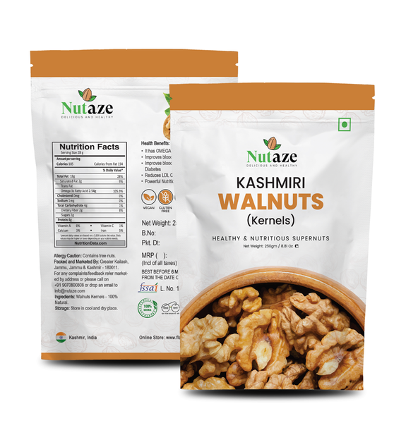 Nutaze Kashmiri Gold Walnut Kernels – Premium Hand-Cracked Akhrot Giri | 100% Natural, Fresh & Organic