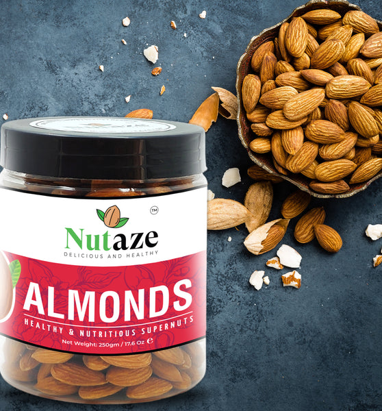 NUTAZE Premium Almonds | Rare USA Almonds |100% Authentic | 100% Natural, 500g (250g x 2)