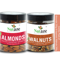 Nutaze Combo Pack of Premium Almonds 250g & Kashmiri Walnut Kernels 200g | 100% Authentic | 100% Natural