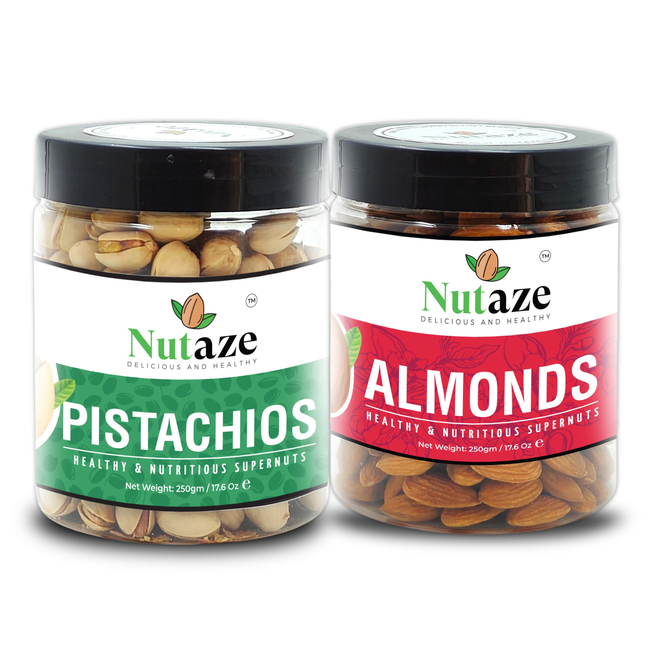 Nutaze Combo Pack Of  Premium Almonds 250g & Pistachios 250g | 100% Authentic | 100% Natural