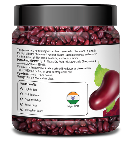 Nutaze Premium Bhaderwah Rajmah | Rare Jammu Rajmah | Red Kidney Beans | 100% Natural 500g, (250g x 2)