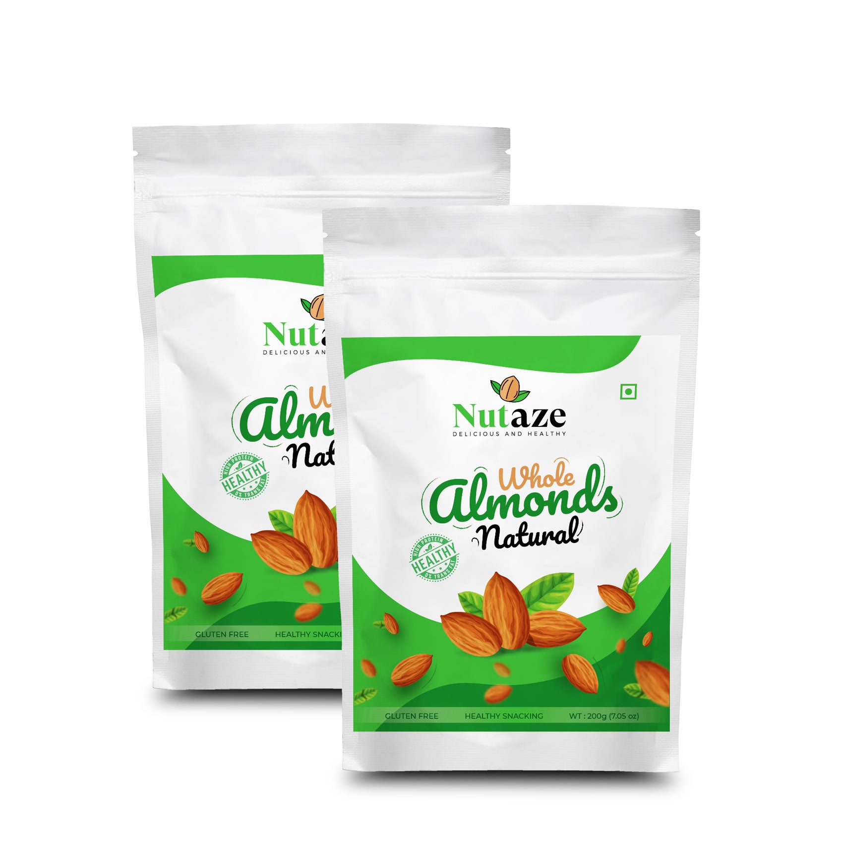 Nutaze 100% Natural Premium California Almonds 200g x 2, 400g